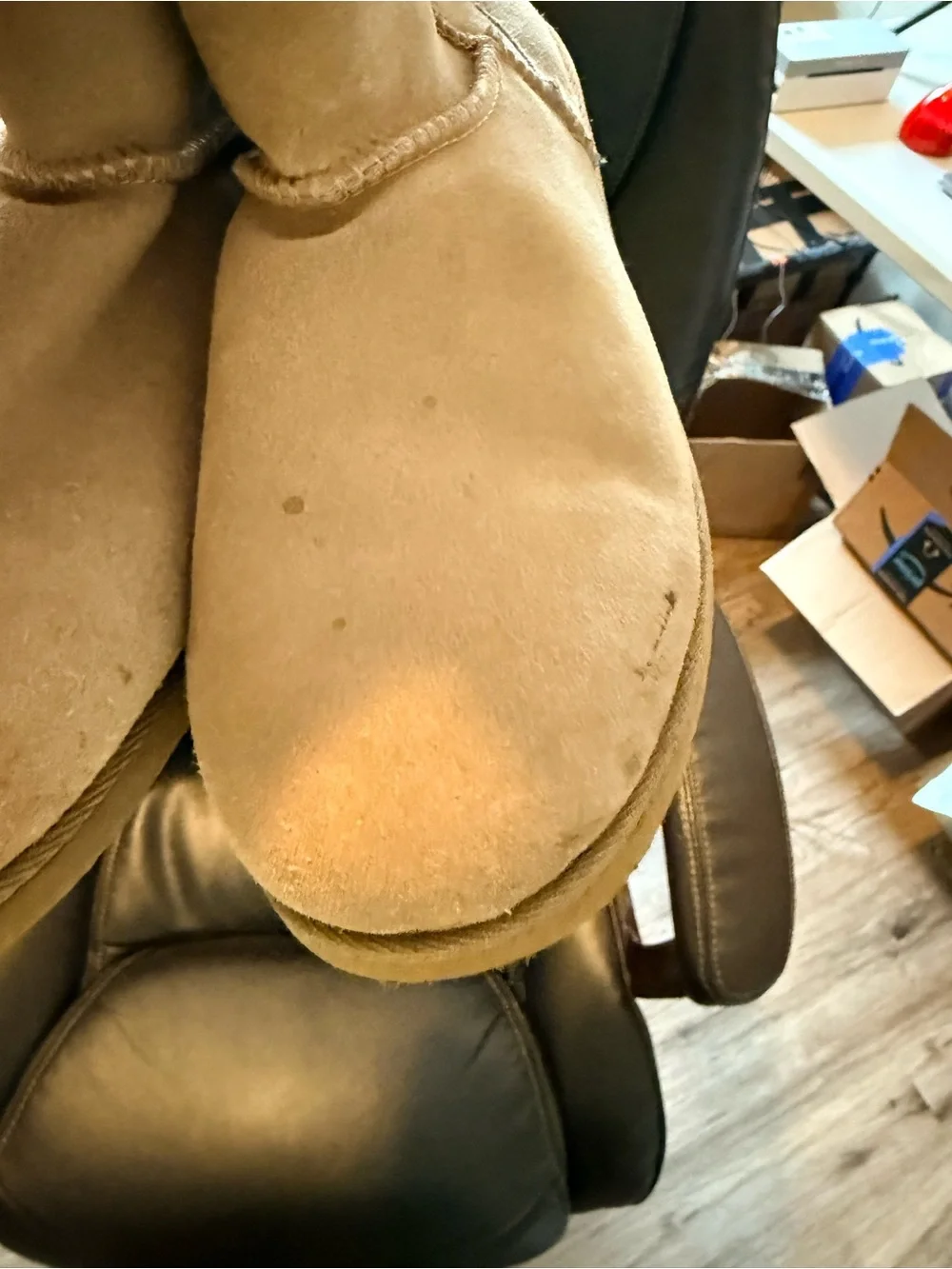 Plush-Lined Tall Winter Boots in Beige